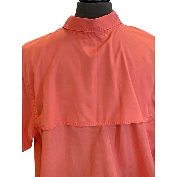 XXL Eddie Bauer Coral Solid Fishing Button Down Shirt Short Sleeve Men’s - Picture 6 of 7